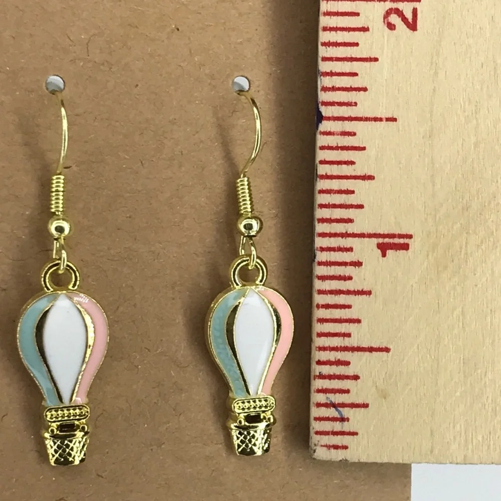 Pastel Hot Air Balloon Dangle Charm Earrings Fashion Jewelry - Picture 2 of 4